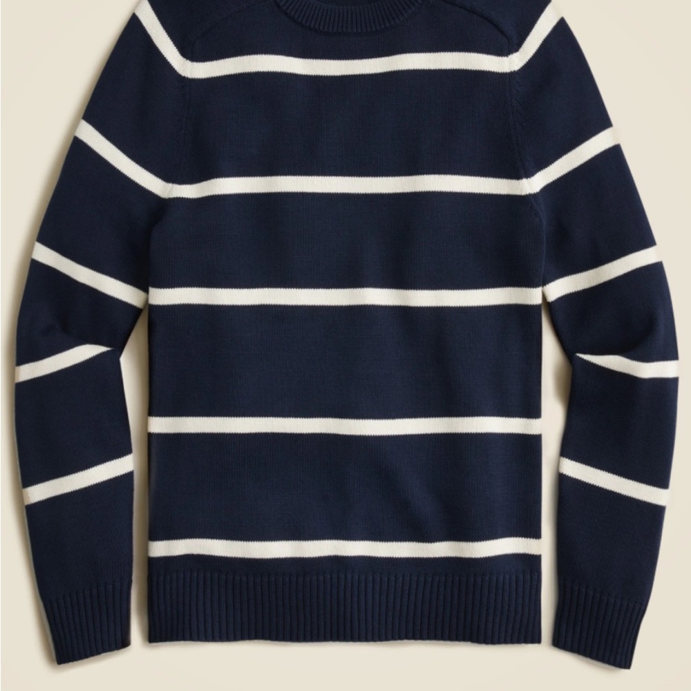J. Crew Men's Sweater in Navy and White Stripes